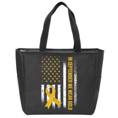 In September We Wear Gold Childhood Cancer Awareness Zip Tote Bag