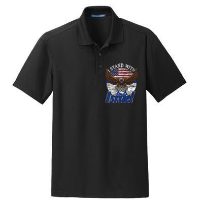 I Stand With Israel Pray For Israel Eagle Design Dry Zone Grid Polo