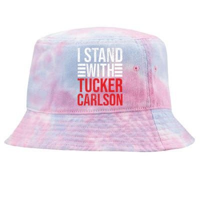 I Stand With Tucker Carlson Vintage Retro Tie-Dyed Bucket Hat