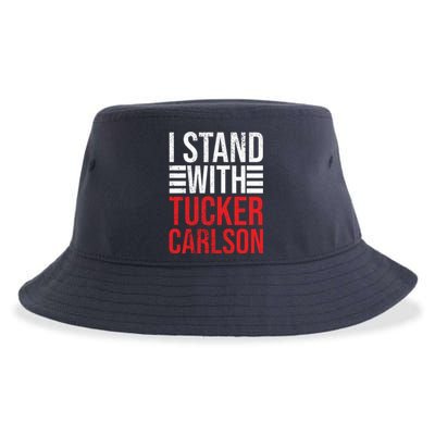 I Stand With Tucker Carlson Vintage Retro Sustainable Bucket Hat