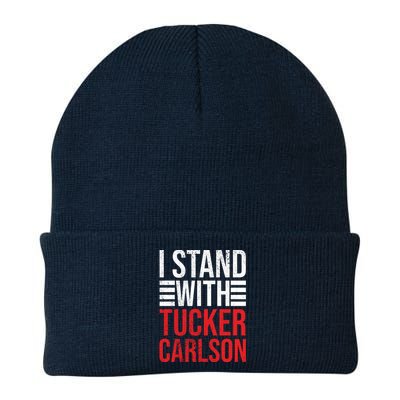 I Stand With Tucker Carlson Vintage Retro Knit Cap Winter Beanie