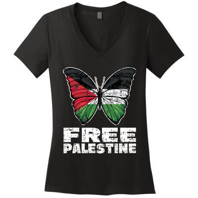 I Stand With Palestine For Their Freedom Free Palestine Women's V-Neck T-Shirt