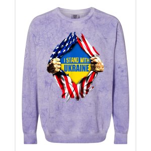 I Stand With Ukraine Flag Support Ukraine Gift Colorblast Crewneck Sweatshirt