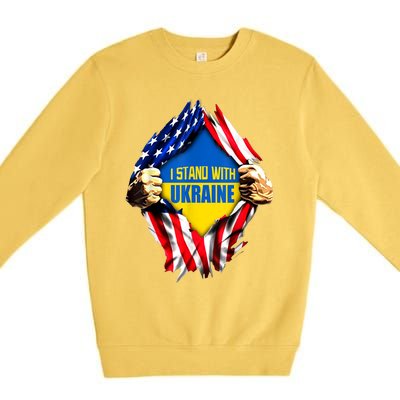 I Stand With Ukraine Flag Support Ukraine Gift Premium Crewneck Sweatshirt