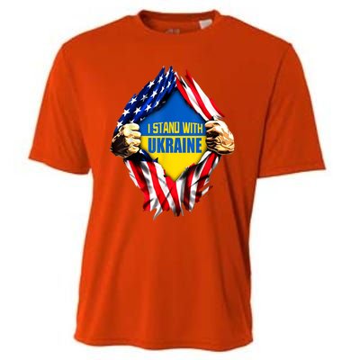 I Stand With Ukraine Flag Support Ukraine Gift Cooling Performance Crew T-Shirt