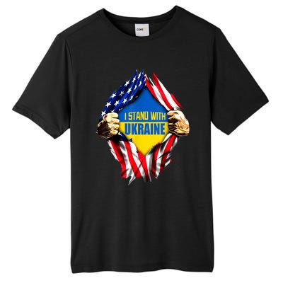 I Stand With Ukraine Flag Support Ukraine Gift Tall Fusion ChromaSoft Performance T-Shirt