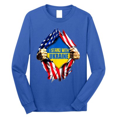 I Stand With Ukraine Flag Support Ukraine Gift Long Sleeve Shirt