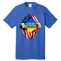 I Stand With Ukraine Flag Support Ukraine Gift Tall T-Shirt