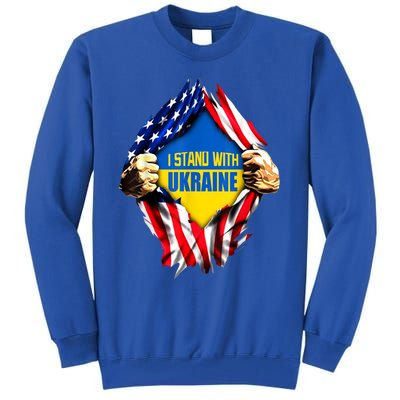 I Stand With Ukraine Flag Support Ukraine Gift Tall Sweatshirt