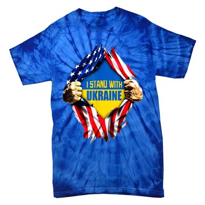 I Stand With Ukraine Flag Support Ukraine Gift Tie-Dye T-Shirt