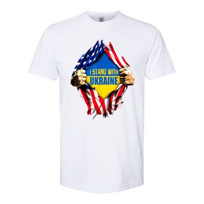 I Stand With Ukraine Flag Support Ukraine Gift Softstyle CVC T-Shirt