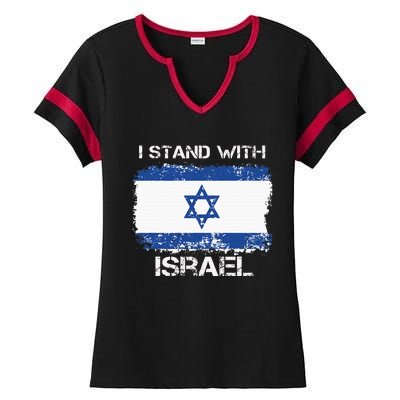 I Stand With Israel Support Israel Love Israeli Brotherhood Ladies Halftime Notch Neck Tee