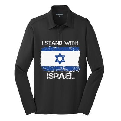 I Stand With Israel Support Israel Love Israeli Brotherhood Silk Touch Performance Long Sleeve Polo