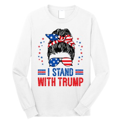 I Stand With Trump Pro Trump Supporter American Flag Trump . Long Sleeve Shirt