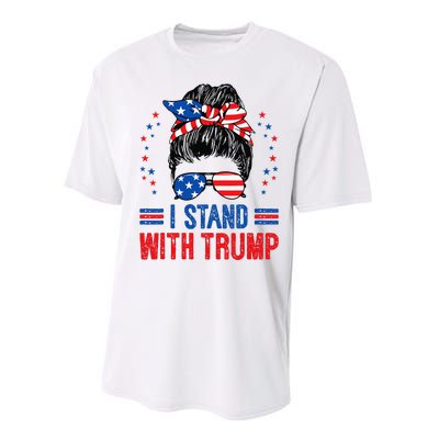 I Stand With Trump Pro Trump Supporter American Flag Trump . Performance Sprint T-Shirt