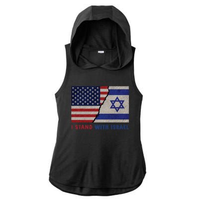 I Stand With Israel Patriotic Usa And Israel Flag Ladies PosiCharge Tri-Blend Wicking Draft Hoodie Tank