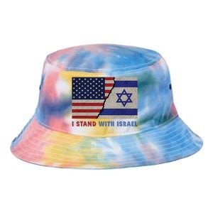 I Stand With Israel Patriotic Usa And Israel Flag Tie Dye Newport Bucket Hat