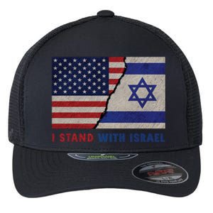 I Stand With Israel Patriotic Usa And Israel Flag Flexfit Unipanel Trucker Cap