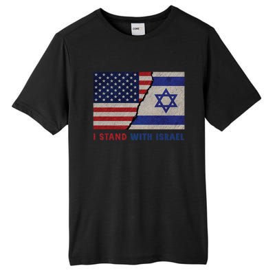 I Stand With Israel Patriotic Usa And Israel Flag Tall Fusion ChromaSoft Performance T-Shirt