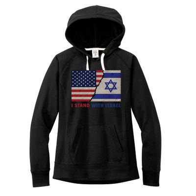 I Stand With Israel Patriotic Usa And Israel Flag Women's Fleece Hoodie