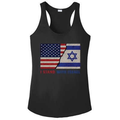 I Stand With Israel Patriotic Usa And Israel Flag Ladies PosiCharge Competitor Racerback Tank