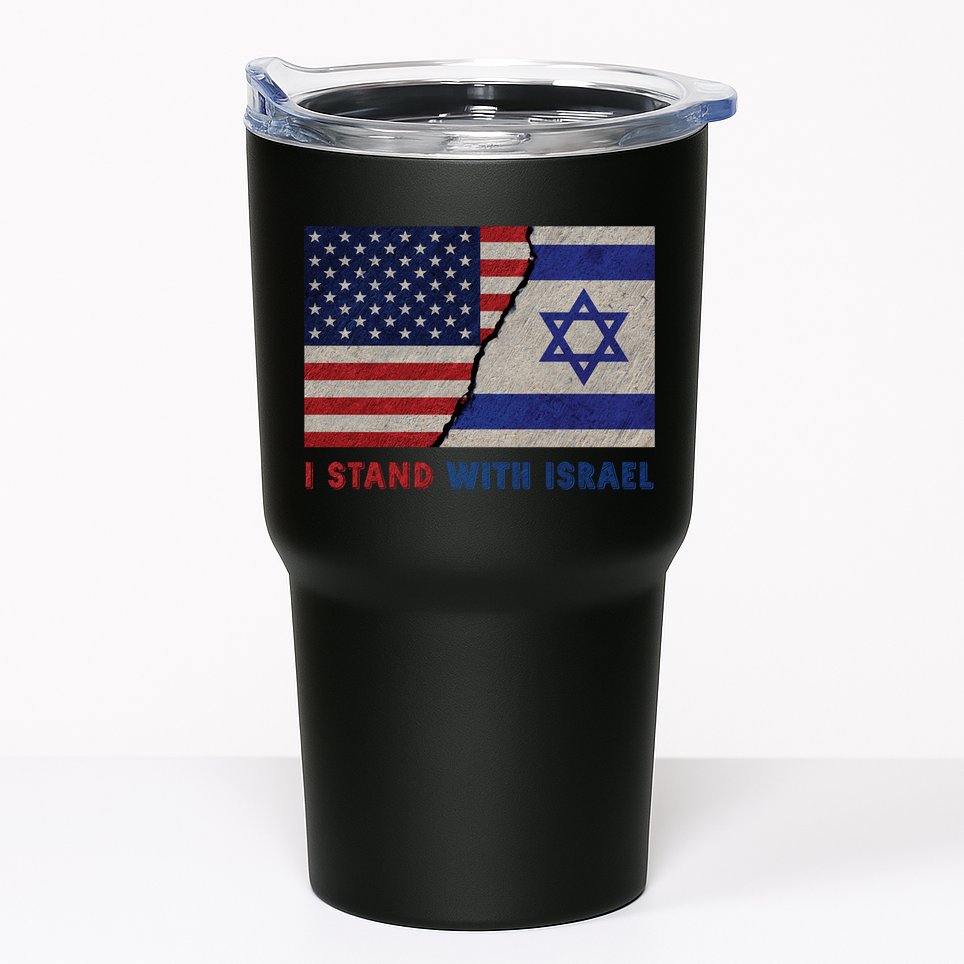 I Stand With Israel Patriotic Usa And Israel Flag Tumbler