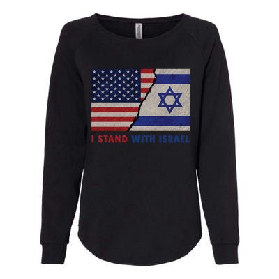 I Stand With Israel Patriotic Usa And Israel Flag Womens California Wash Sweatshirt