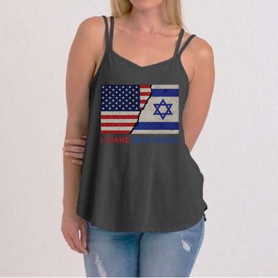 I Stand With Israel Patriotic Usa And Israel Flag Women's Strappy Tank