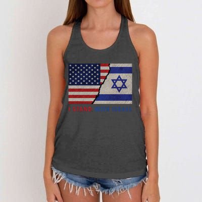 I Stand With Israel Patriotic Usa And Israel Flag Women's Knotted Racerback Tank