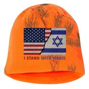 I Stand With Israel Patriotic Usa And Israel Flag Kati - Camo Knit Beanie