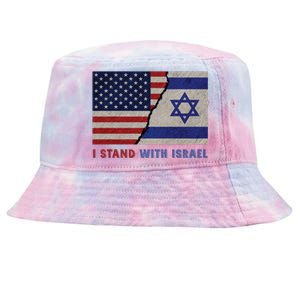 I Stand With Israel Patriotic Usa And Israel Flag Tie-Dyed Bucket Hat