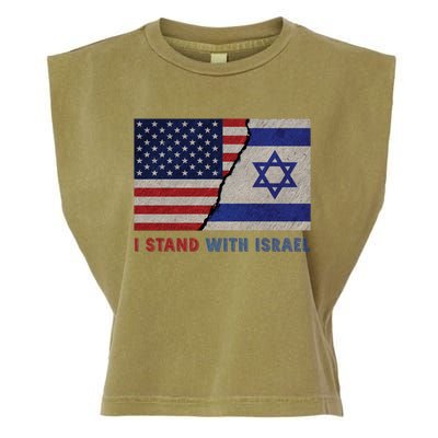 I Stand With Israel Patriotic Usa And Israel Flag Garment-Dyed Women's Muscle Tee