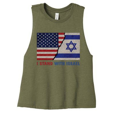 I Stand With Israel Patriotic Usa And Israel Flag Women's Racerback Cropped Tank