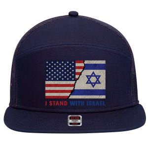 I Stand With Israel Patriotic Usa And Israel Flag 7 Panel Mesh Trucker Snapback Hat