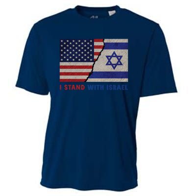 I Stand With Israel Patriotic Usa And Israel Flag Cooling Performance Crew T-Shirt