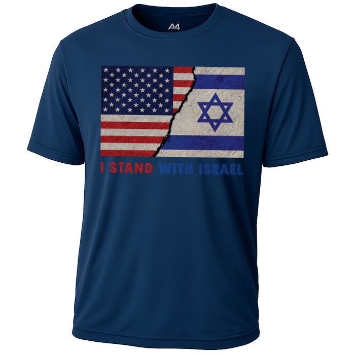 I Stand With Israel Patriotic Usa And Israel Flag Cooling Performance Crew T-Shirt
