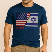 I Stand With Israel Patriotic Usa And Israel Flag Cooling Performance Crew T-Shirt