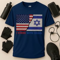 I Stand With Israel Patriotic Usa And Israel Flag Cooling Performance Crew T-Shirt