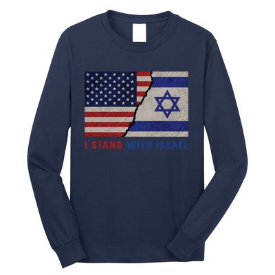 I Stand With Israel Patriotic Usa And Israel Flag Long Sleeve Shirt