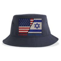 I Stand With Israel Patriotic Usa And Israel Flag Sustainable Bucket Hat