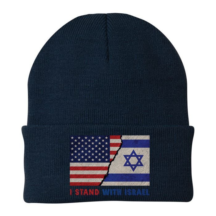 I Stand With Israel Patriotic Usa And Israel Flag Knit Cap Winter Beanie