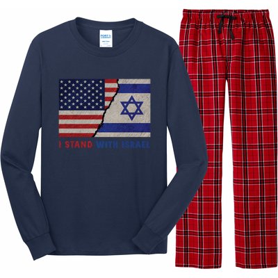 I Stand With Israel Patriotic Usa And Israel Flag Long Sleeve Pajama Set