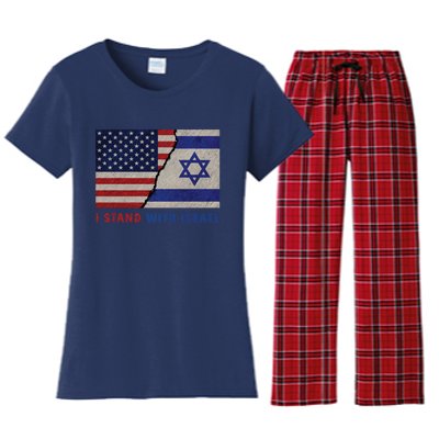 I Stand With Israel Patriotic Usa And Israel Flag Women's Flannel Pajama Set