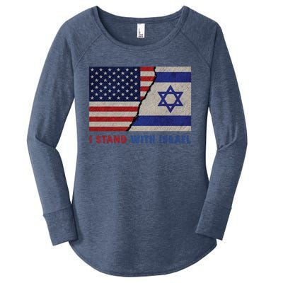 I Stand With Israel Patriotic Usa And Israel Flag Women's Perfect Tri Tunic Long Sleeve Shirt