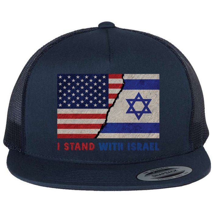 I Stand With Israel Patriotic Usa And Israel Flag Flat Bill Trucker Hat