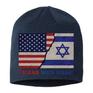 I Stand With Israel Patriotic Usa And Israel Flag Sustainable Beanie