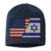 I Stand With Israel Patriotic Usa And Israel Flag Sustainable Beanie