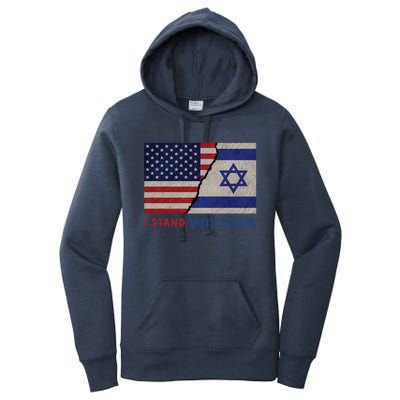 I Stand With Israel Patriotic Usa And Israel Flag Women's Pullover Hoodie