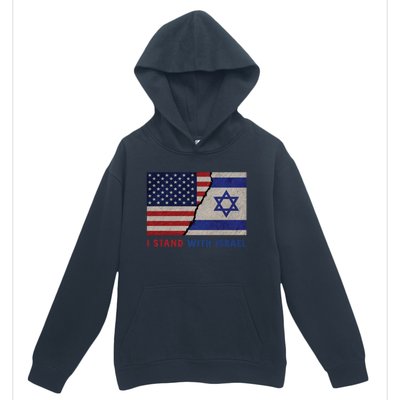 I Stand With Israel Patriotic Usa And Israel Flag Urban Pullover Hoodie