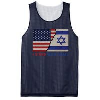 I Stand With Israel Patriotic Usa And Israel Flag Mesh Reversible Basketball Jersey Tank